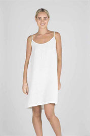 Linen Slip Dress - White