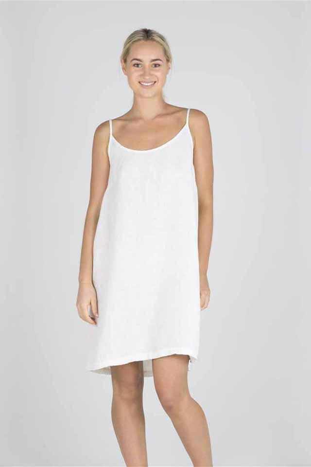 Linen Slip Dress - White