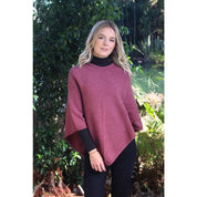Possum/Merino Poncho - Berry