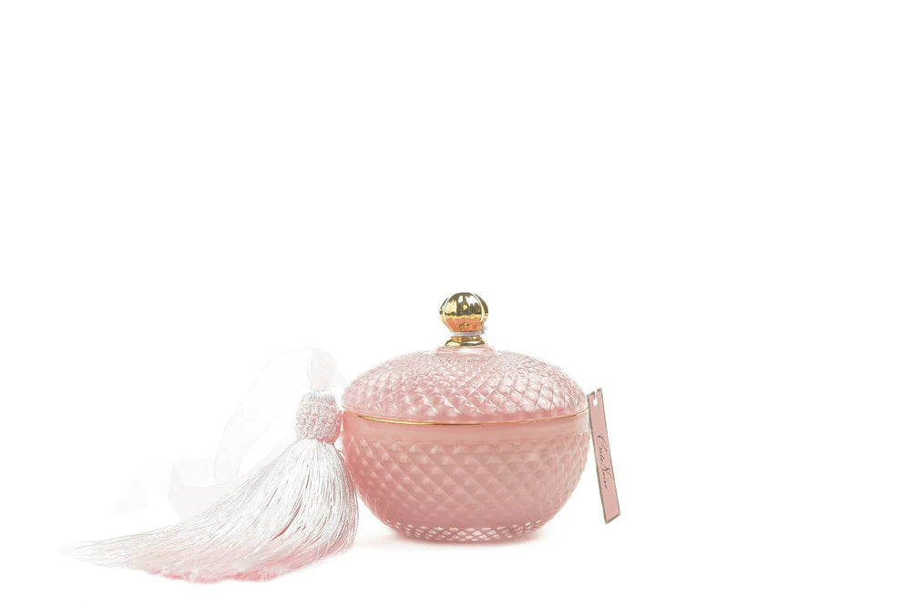 Round Art Deco Candle - Pink Peony Bouquet